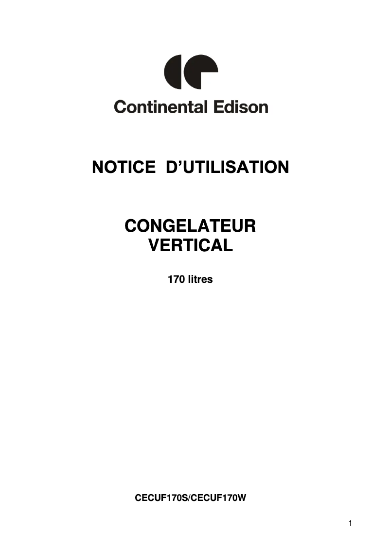 Image de la première page du manuel de l'appareil CECUF170S