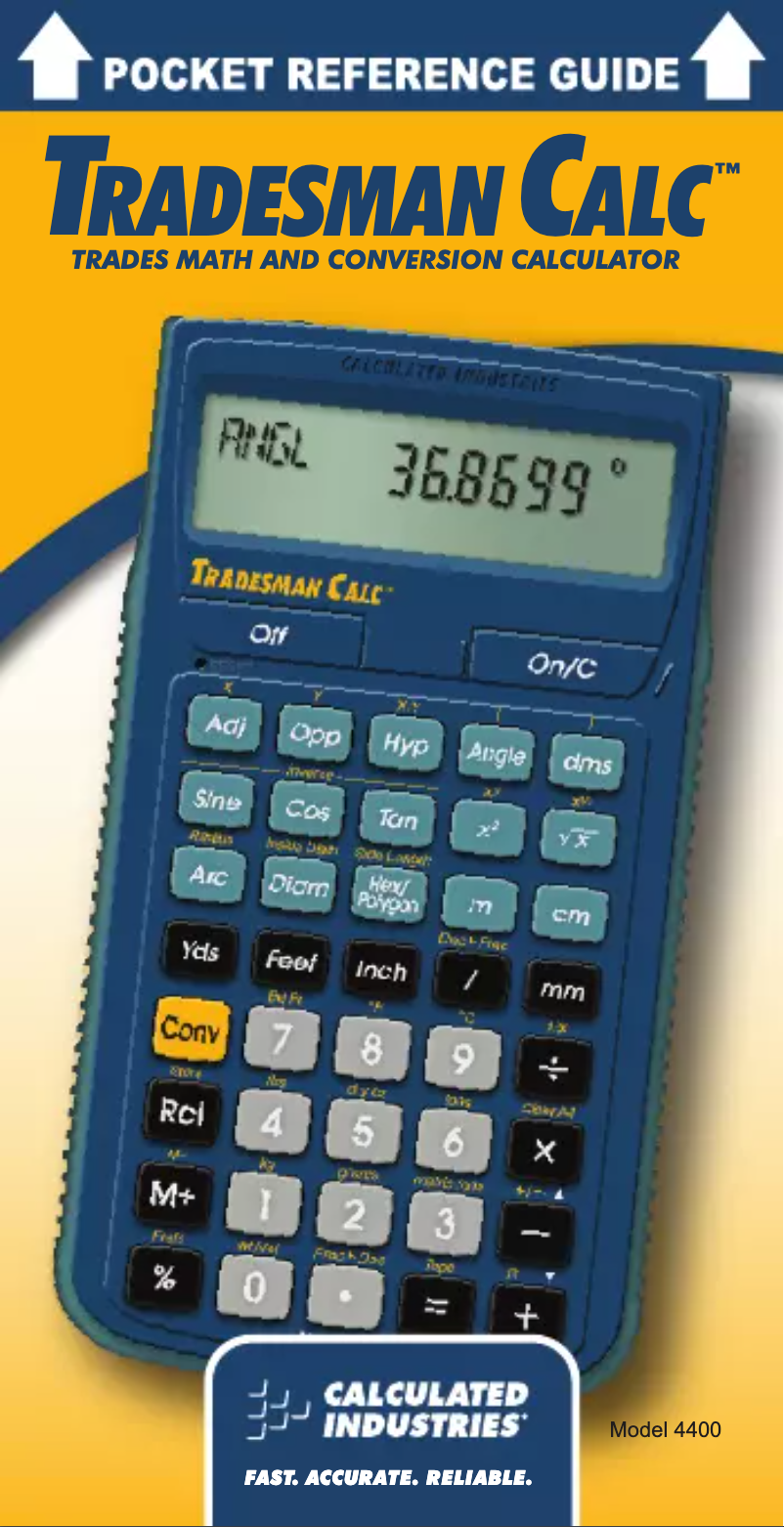 Image de la première page du manuel de l'appareil Tradesman 4400