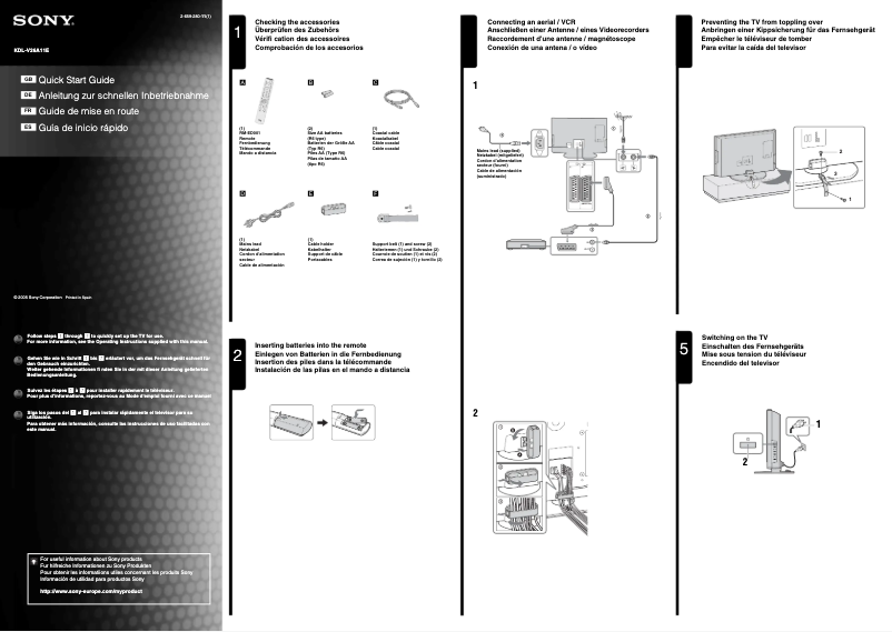 Image de la première page du manuel de l'appareil KDL-V26A11E