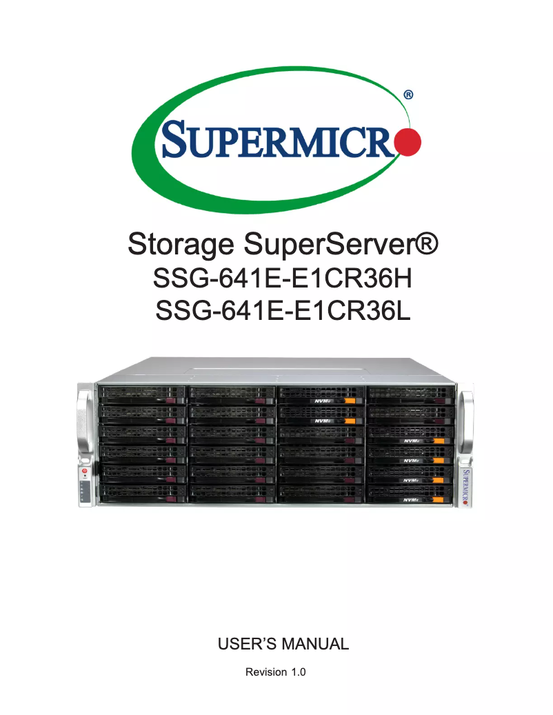 Page 1 de la notice Manuel utilisateur Supermicro SuperServer SSG-641E-E1CR36L