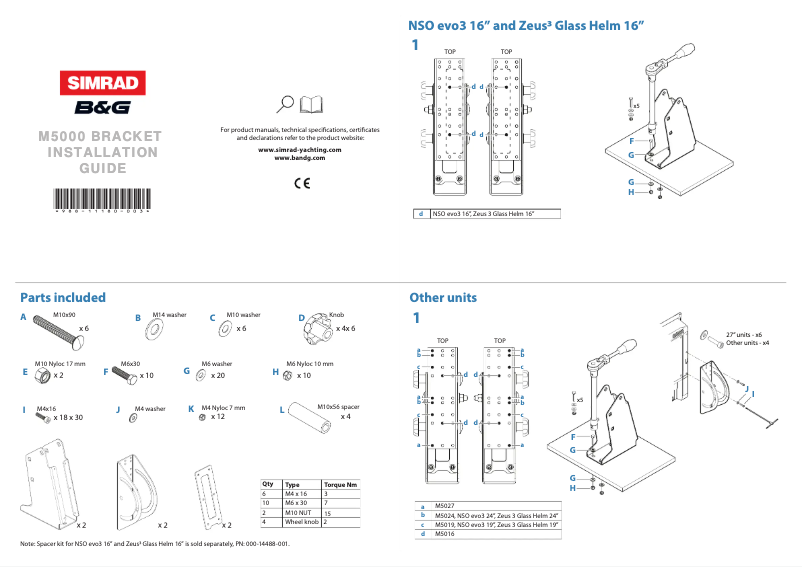 Page 1 de la notice Guide d'installation Simrad M5000