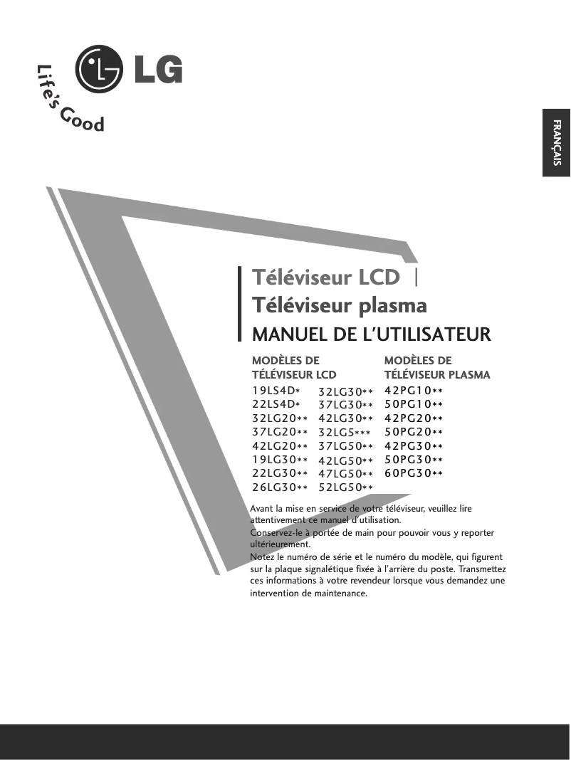 Page 1 de la notice Manuel utilisateur LG 47LG5030