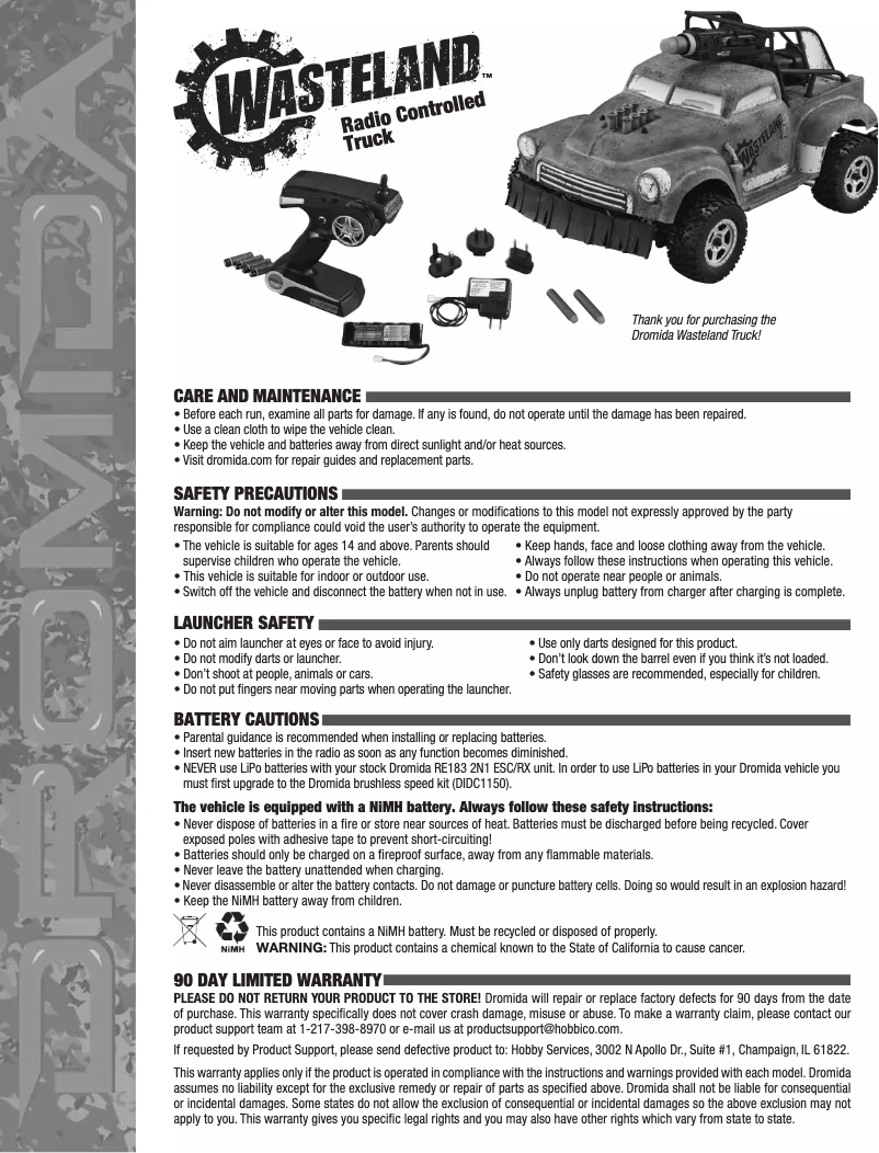 Page 1 de la notice Manuel utilisateur Dromida DIDC0061