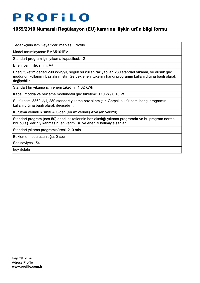 Page 1 de la notice Manuel utilisateur Profilo BMA5101EV