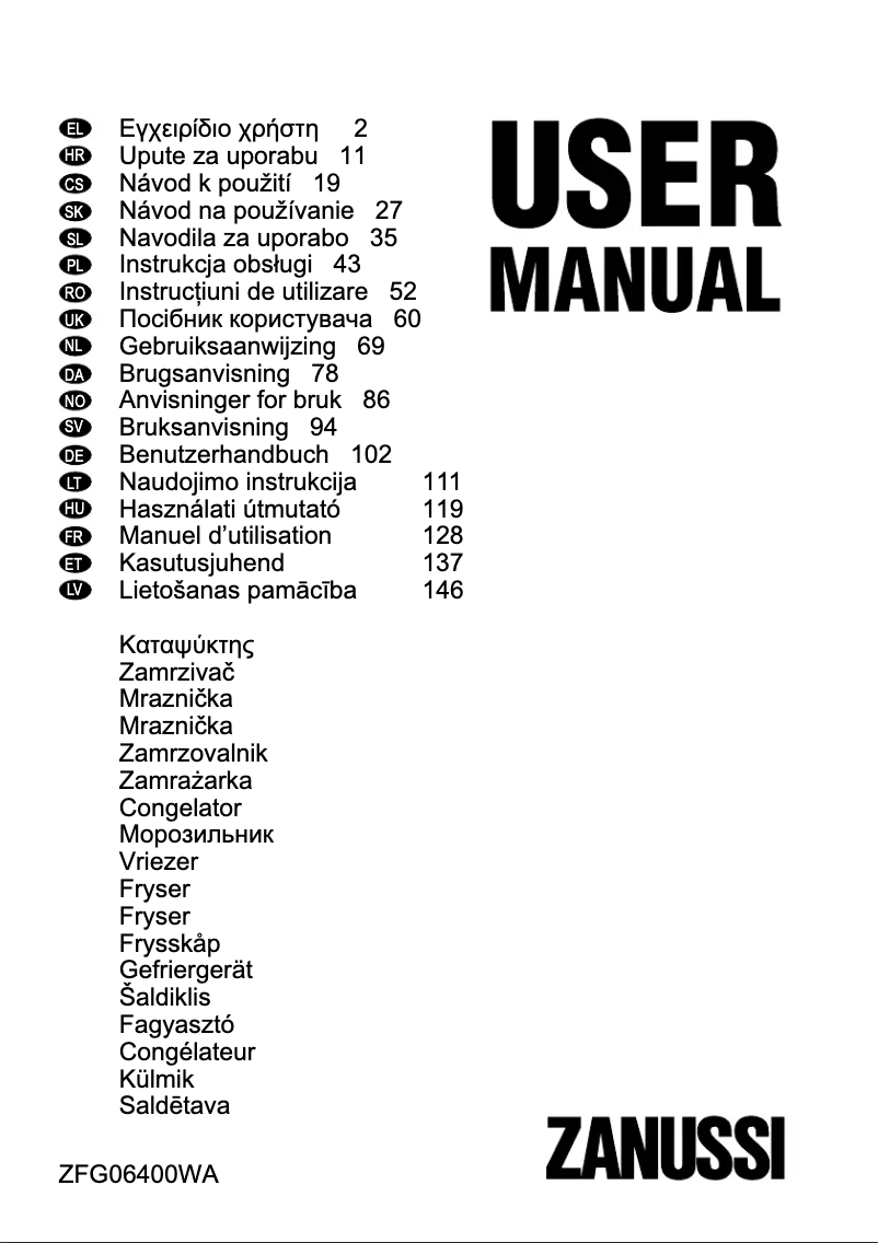 Image de la première page du manuel de l'appareil ZFG06400