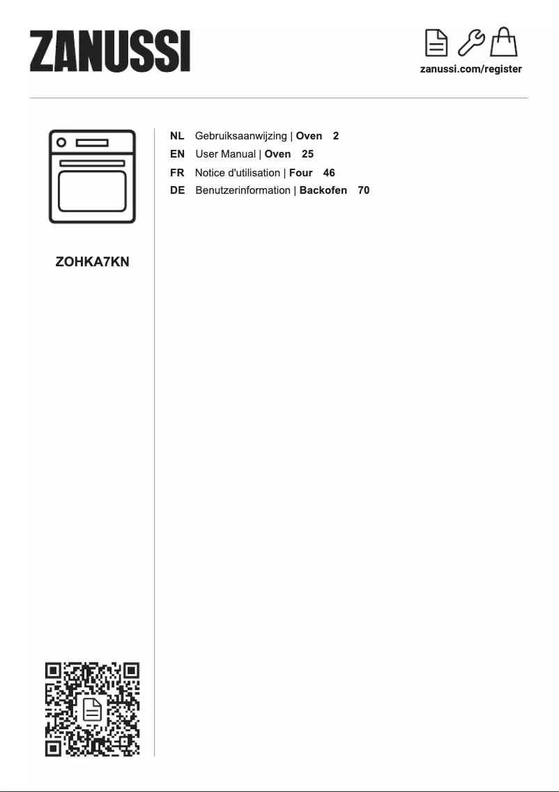 Page 1 de la notice Manuel utilisateur Zanussi ZOHKA7KN