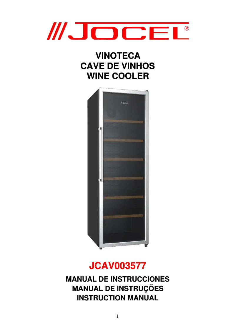 Page 1 de la notice Manuel utilisateur Jocel JCAV003577