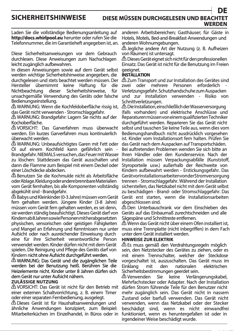 Page n°1 - Manuel d'utilisation et d'entretien Privileg PCTHR K6042 IN