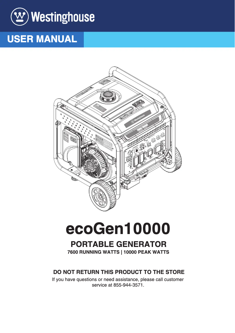 Image de la première page du manuel de l'appareil ecoGen10000