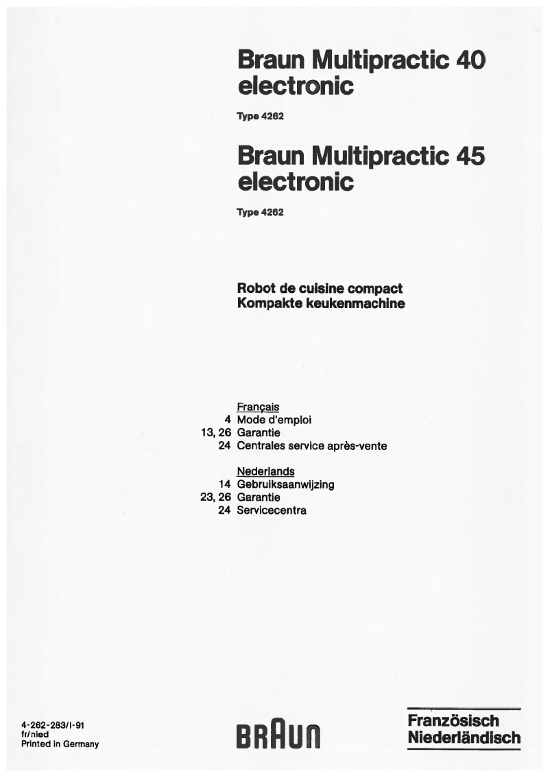 Image de la première page du manuel de l'appareil Multipractic 45 4262