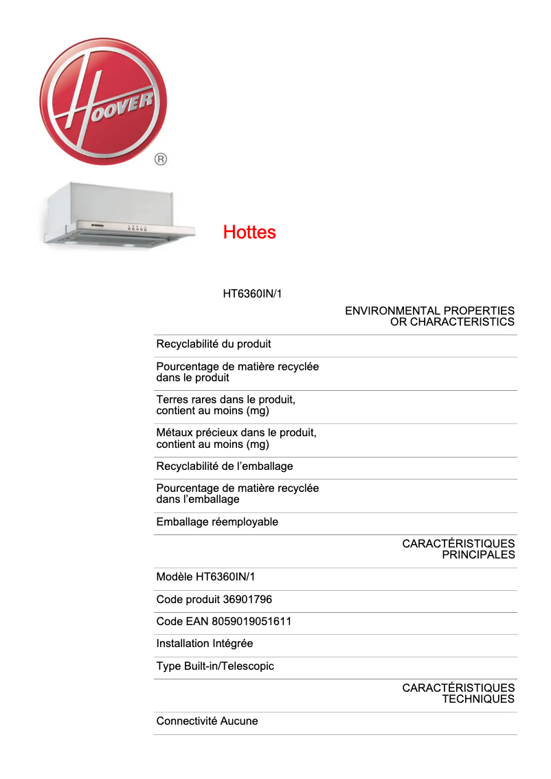 Image de la première page du manuel de l'appareil HT6360IN