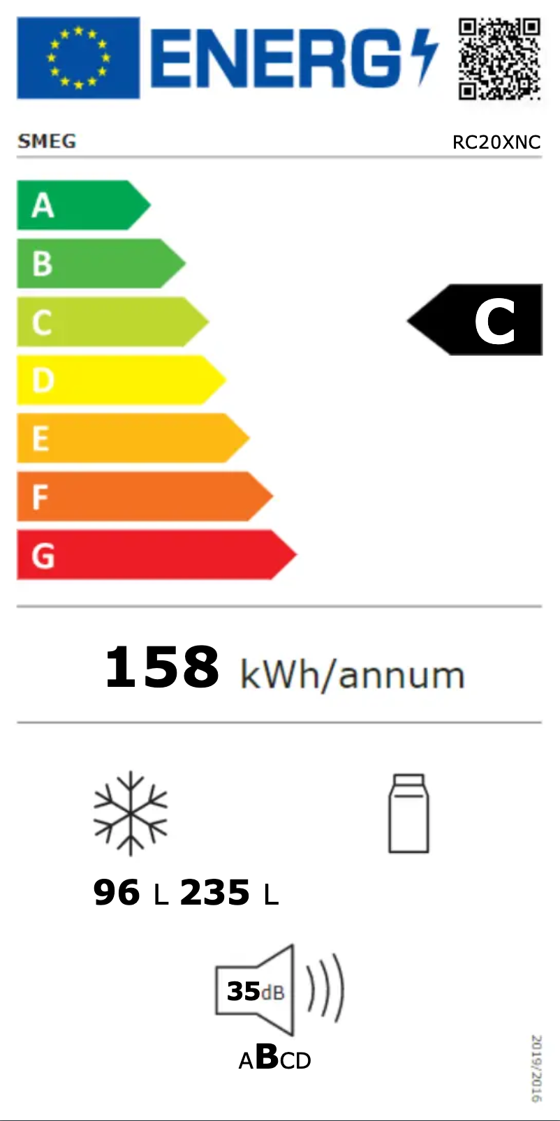 Page n°1 - Label énergétique Smeg RC20XNC