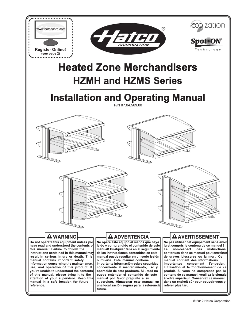 Page n°1 - Manuel utilisateur Hatco HZMS-54D