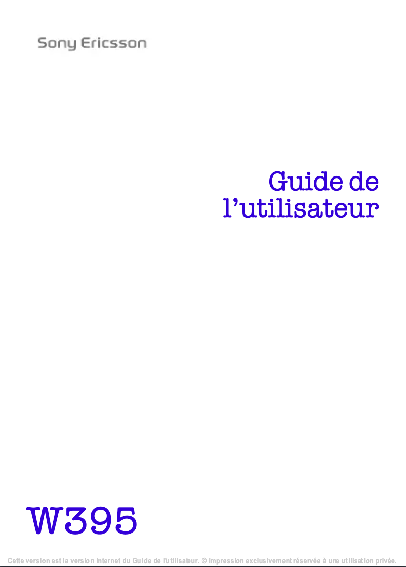 Image de la première page du manuel de l'appareil W395