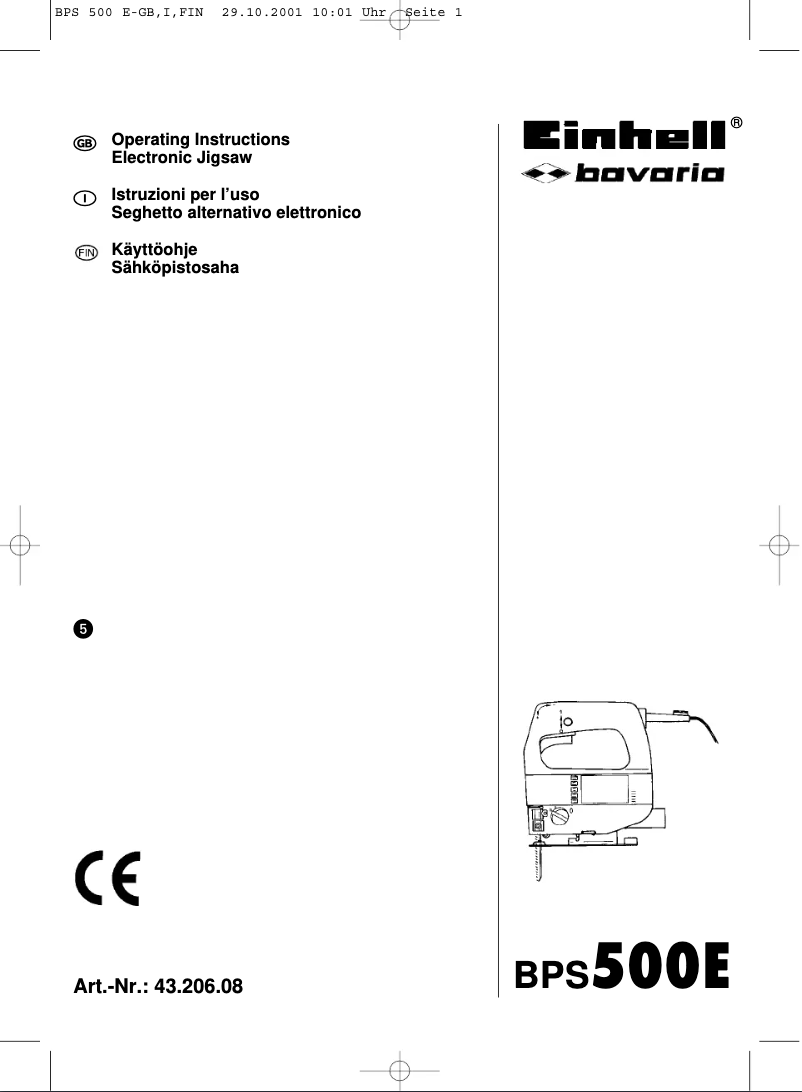 Page n°1 - Manuel utilisateur Einhell Bavaria BPS 500 E