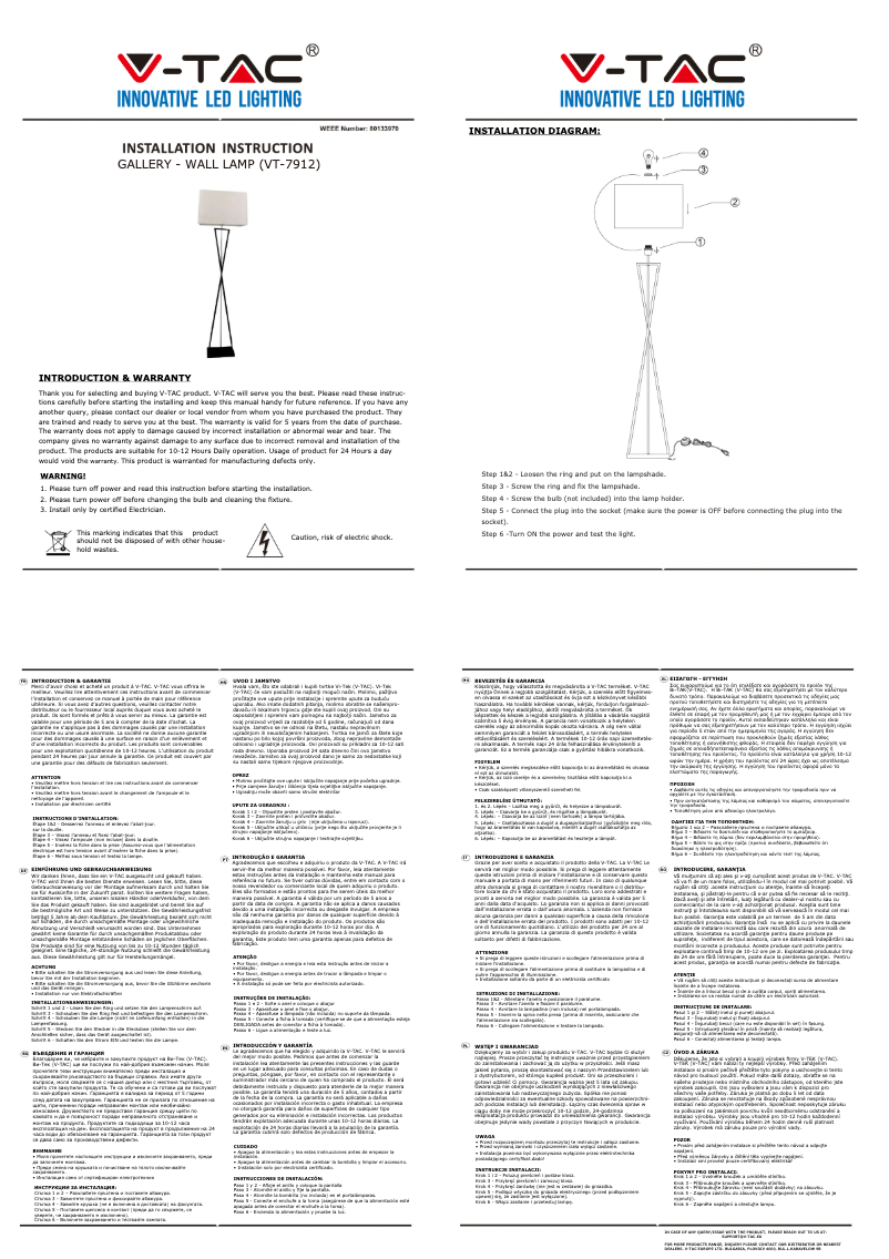 Page 1 de la notice Manuel utilisateur V-TAC VT-7912
