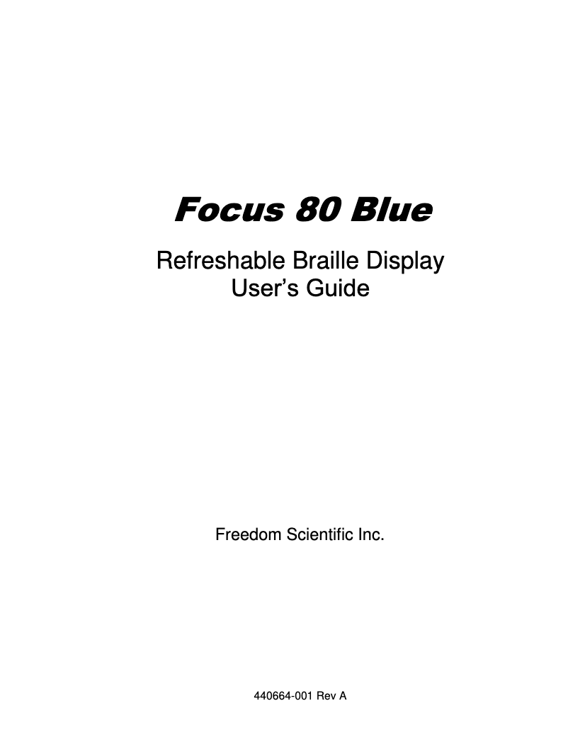 Image de la première page du manuel de l'appareil Focus 80 Blue