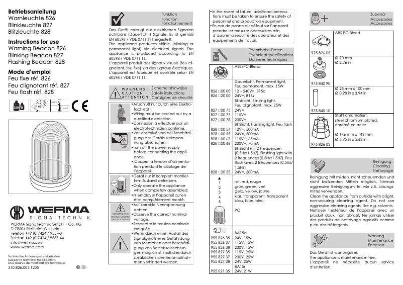 Image de la première page du manuel de l'appareil 828