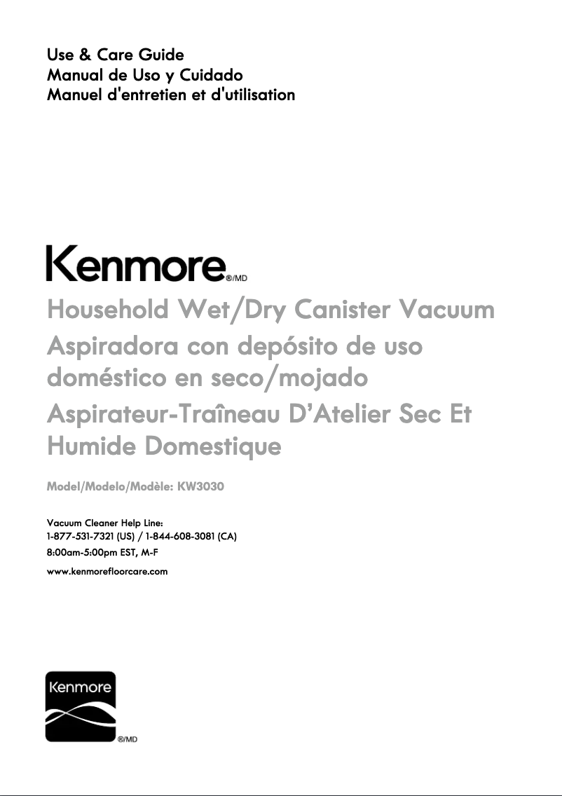 Page n°1 - Manuel utilisateur Kenmore KW3030