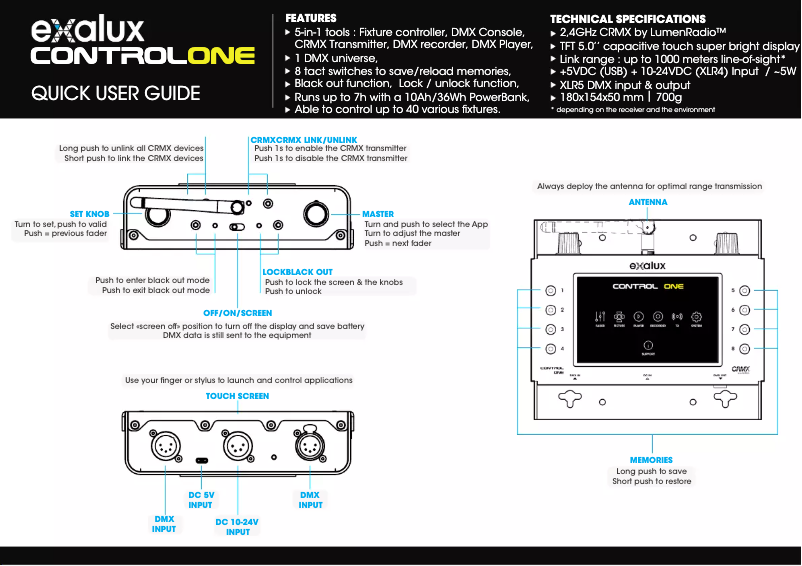 Page n°1 - Manuel utilisateur Exalux Connect RX100S