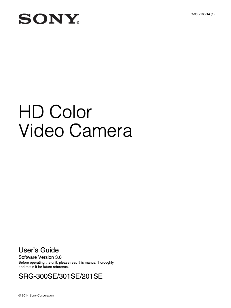 Image de la première page du manuel de l'appareil SRG-201SE