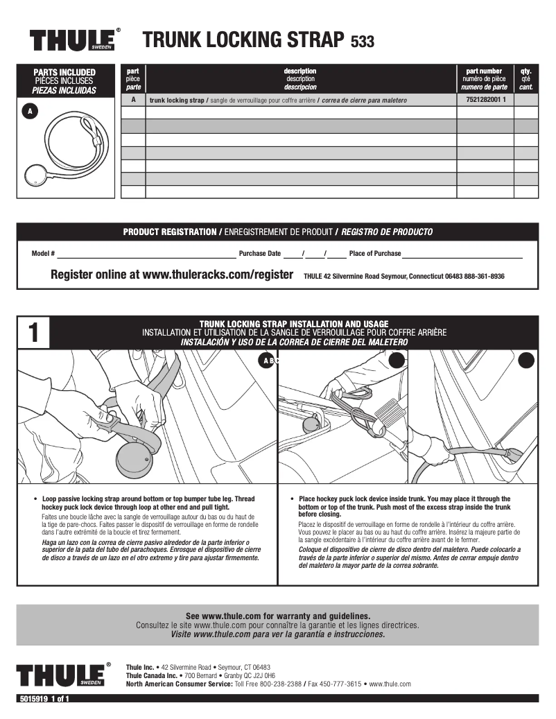 Page 1 of the manual User Manual Thule Surf carrier 533