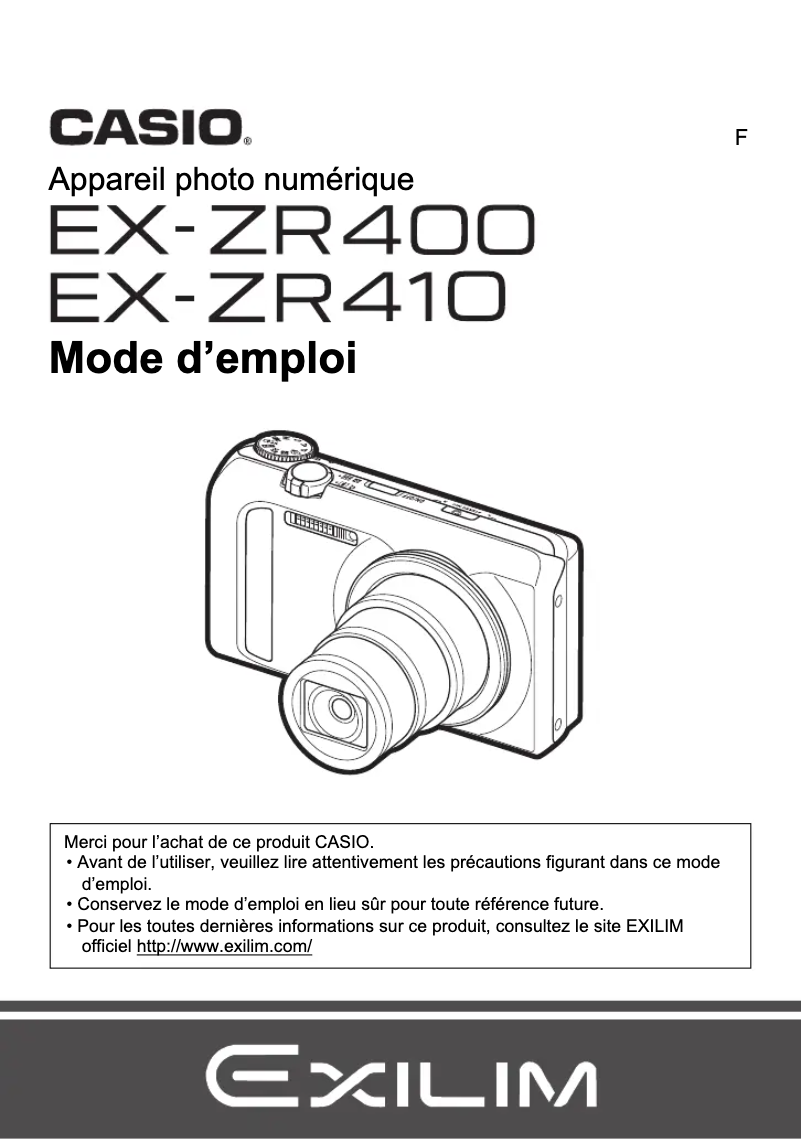 Page n°1 - Manuel utilisateur Casio Exilim EX-ZR410