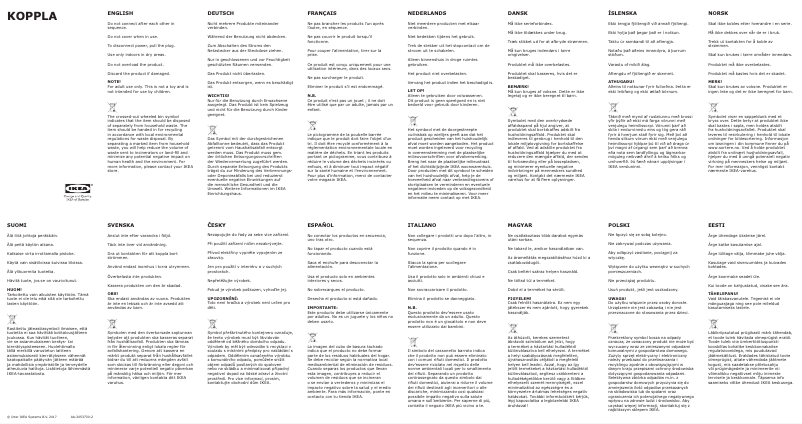 Page 1 de la notice Manuel utilisateur Ikea KOPPLA 200.955.25