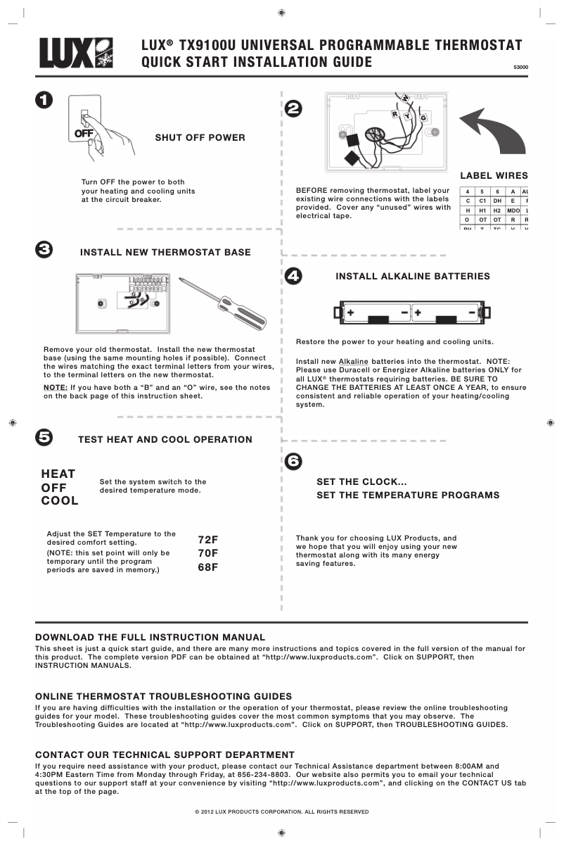 Page 1 de la notice Manuel utilisateur Lux TX9100U-006