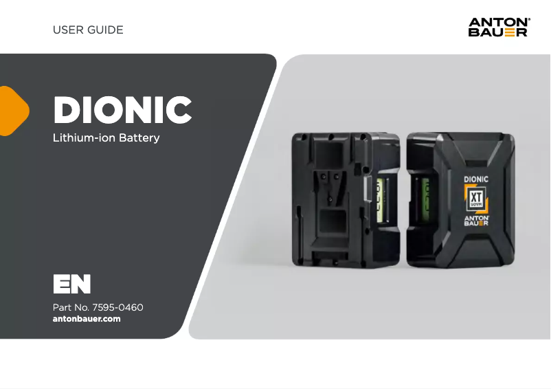 Page 1 de la notice Manuel utilisateur Anton/Bauer Dionic