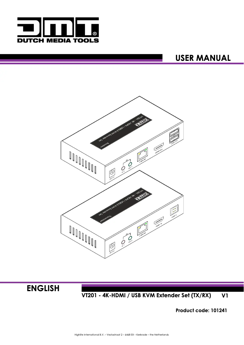 Page n°1 - Manuel utilisateur DMT VT201