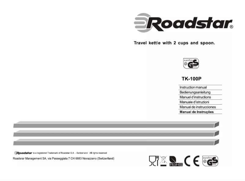 Page n°1 - Manuel utilisateur Roadstar TK-100P