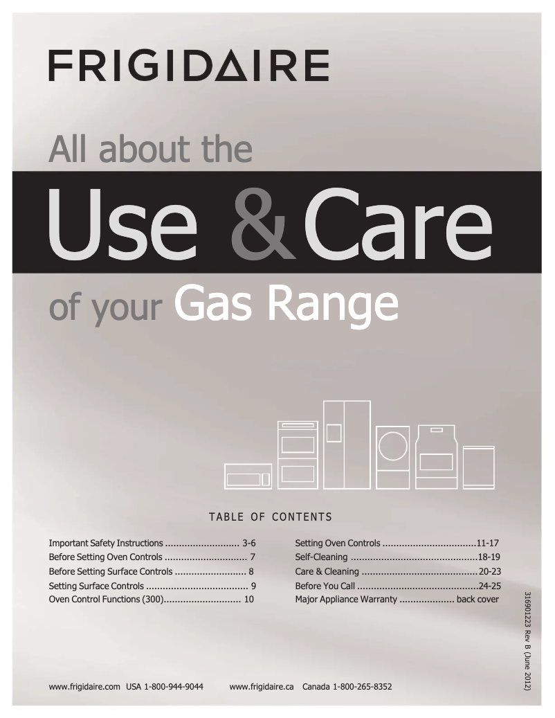 Page n°1 - Manuel utilisateur Frigidaire FFGF3024SS