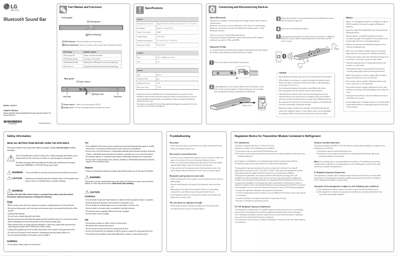 Page 1 de la notice Manuel utilisateur LG GM86SDSB