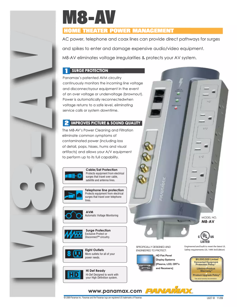 Page 1 de la notice Fiche technique Panamax M8-AV