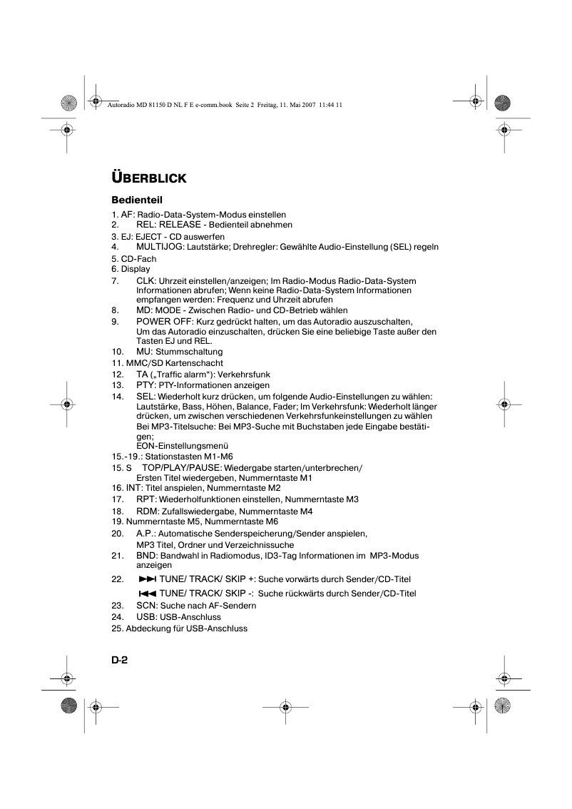 Image de la première page du manuel de l'appareil MD 81150