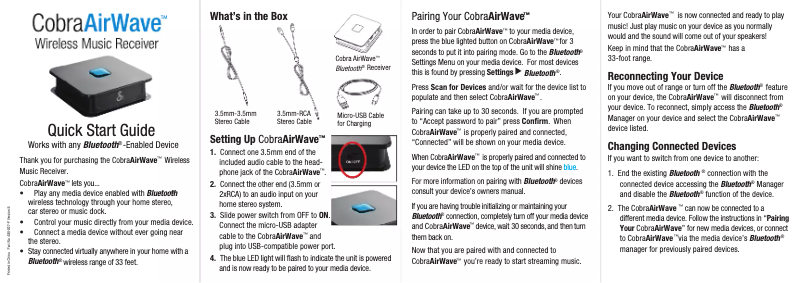 First page image of the manual for AirWave CWA BT150