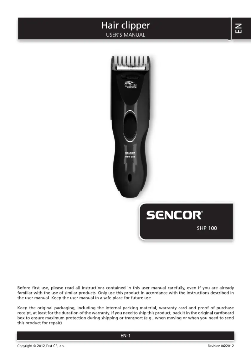 Image de la première page du manuel de l'appareil SHP 100