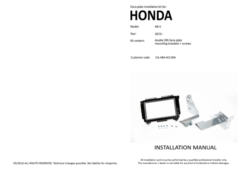 Page n°1 - Manuel utilisateur Pioneer CA-HM-HO.004