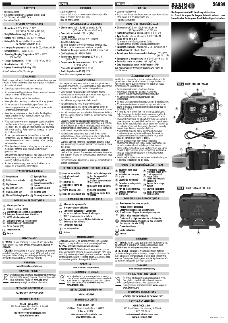 Page 1 de la notice Manuel utilisateur Klein Tools 56034