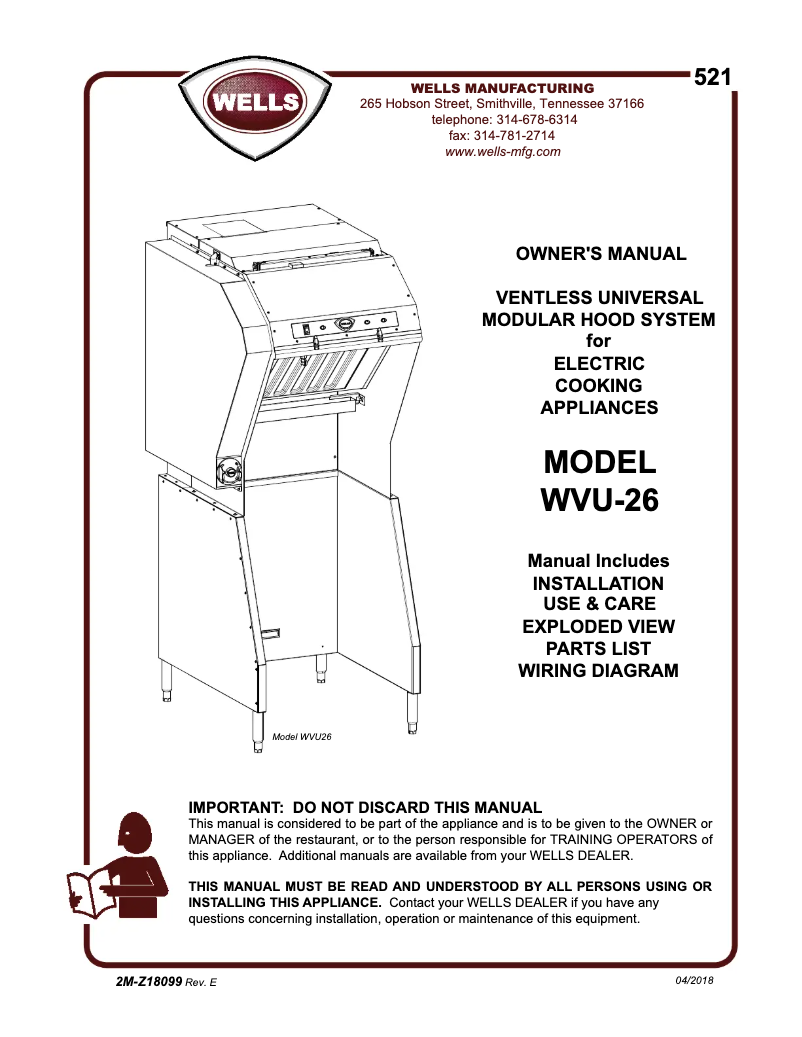 Image de la première page du manuel de l'appareil WVU-26