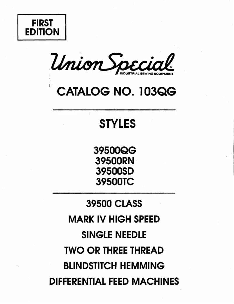 Page n°1 - Manuel utilisateur Union Special 39500QG