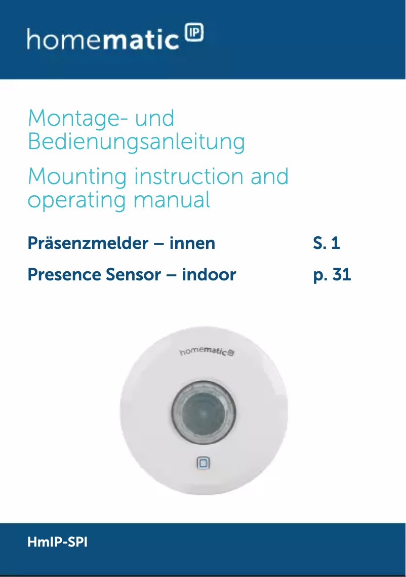 Page 1 de la notice Manuel utilisateur Homematic IP HmIP-SPI