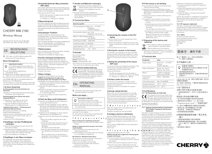 Image de la première page du manuel de l'appareil MW 2180