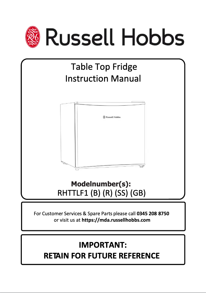 Page 1 de la notice Manuel utilisateur Russell Hobbs RHTTLF1SS