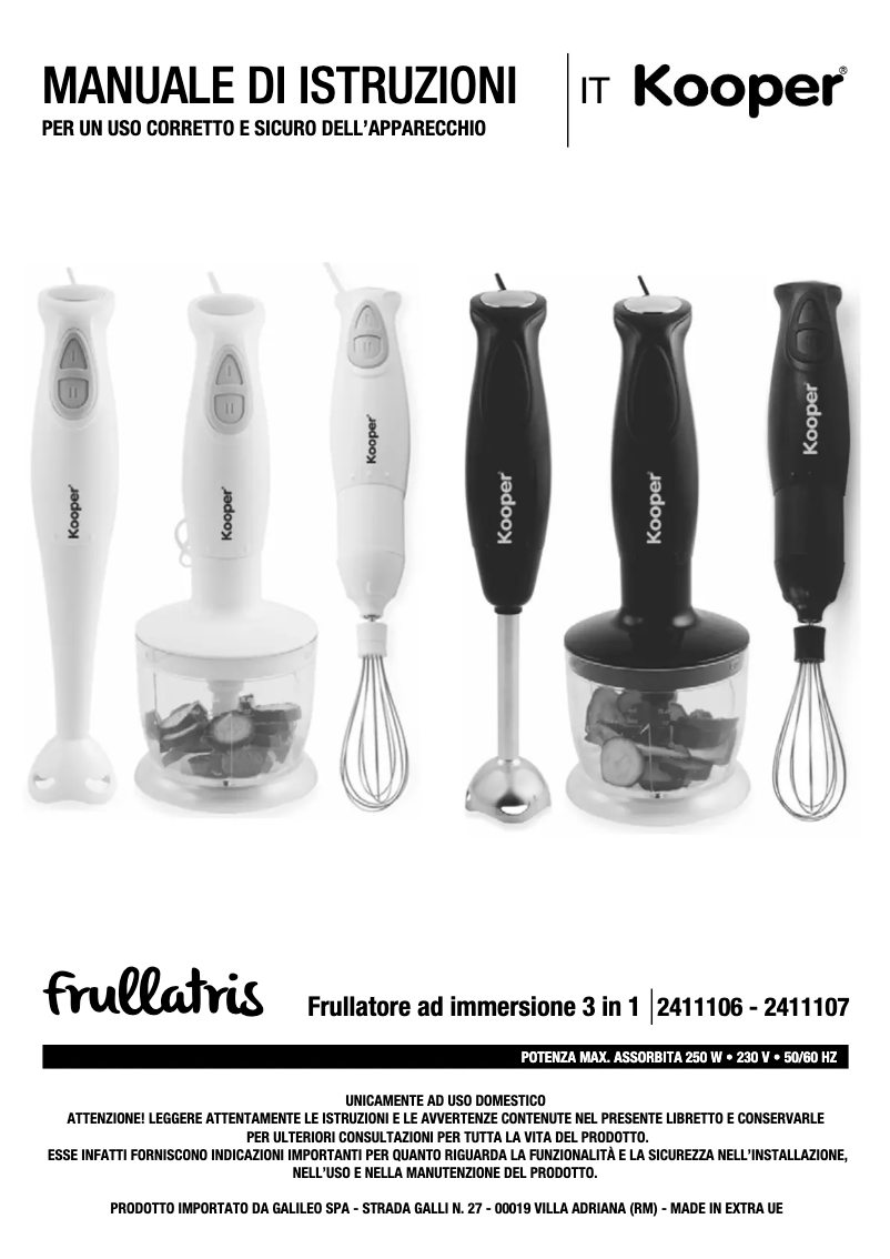 Page 1 de la notice Manuel utilisateur Kooper 2411106