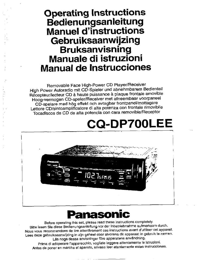 Page n°1 - Manuel utilisateur Panasonic CQ-DP700