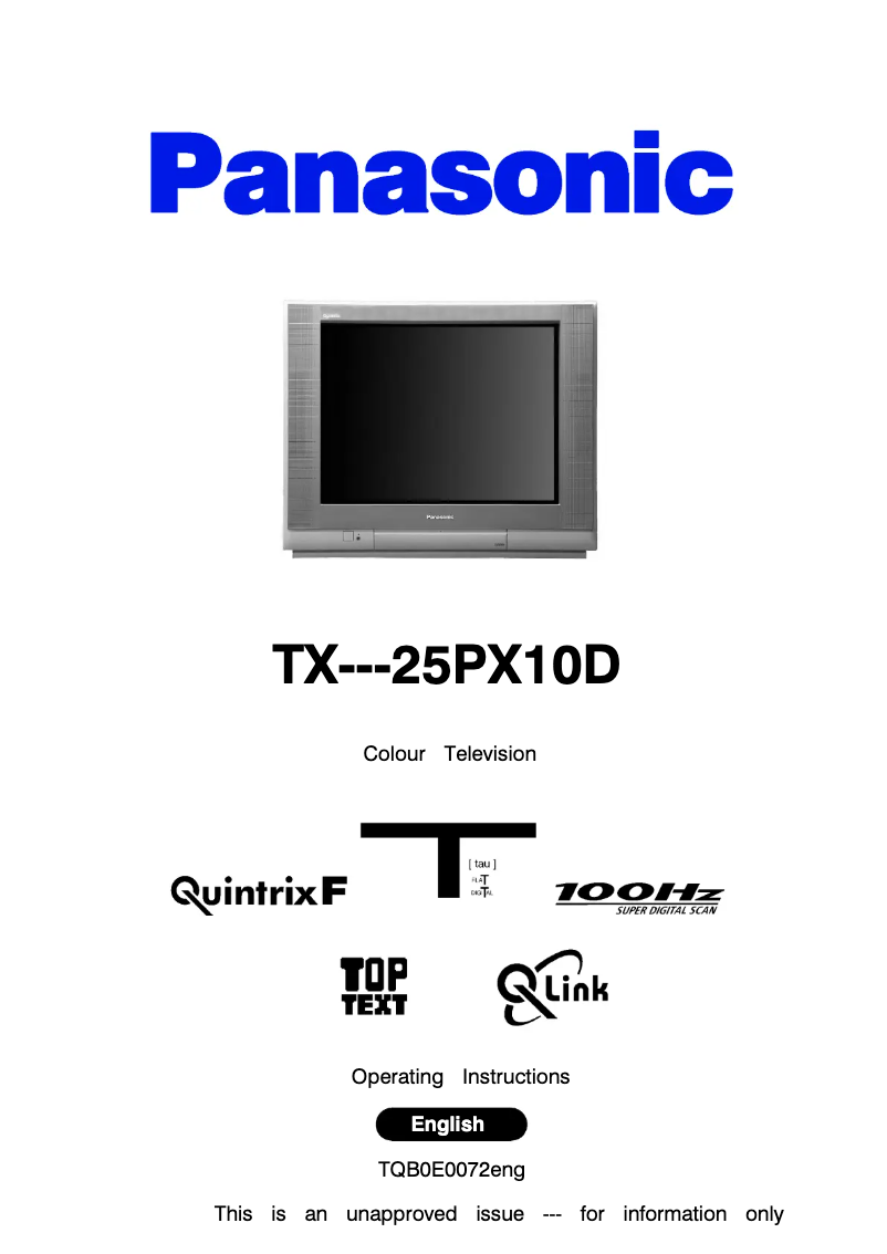 Image de la première page du manuel de l'appareil TX-25PX10D