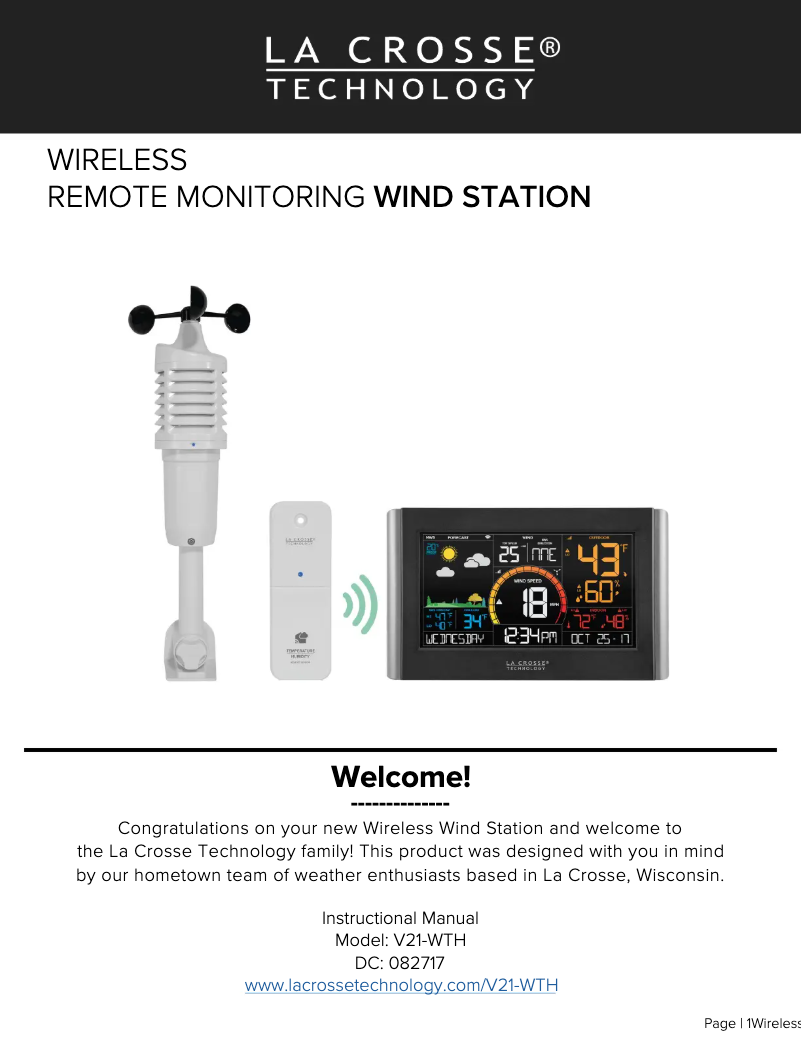 Image de la première page du manuel de l'appareil V21-WTH