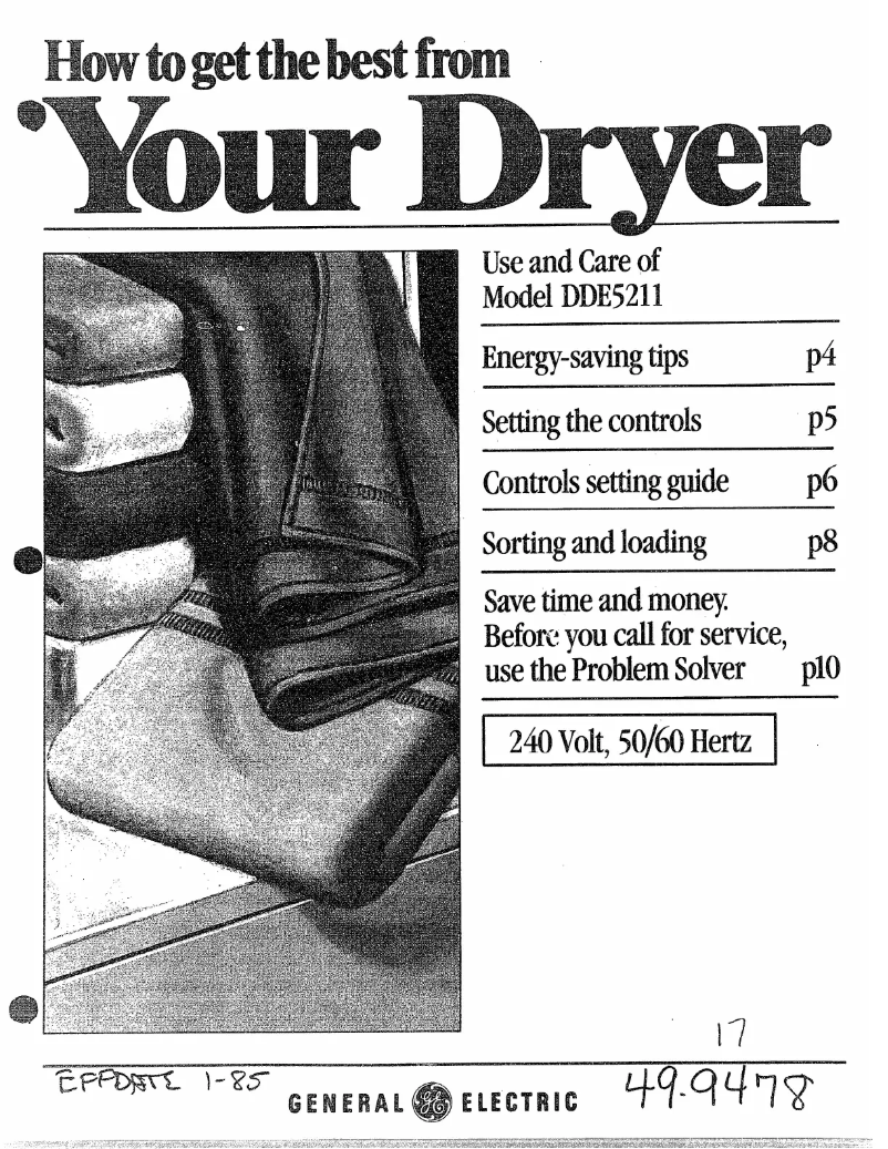 Page 1 de la notice Manuel utilisateur GE DDE5211G